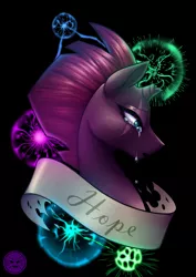 Size: 1600x2263 | Tagged: safe, artist:graphic-ginger, derpibooru import, tempest shadow, pony, unicorn, my little pony: the movie, broken horn, crying, eye scar, female, fizzlepop's fireworks, horn, mare, scar, solo, sparking horn