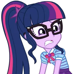 Size: 2038x2048 | Tagged: safe, artist:thebarsection, derpibooru import, sci-twi, twilight sparkle, equestria girls, equestria girls series, bowtie, ewww!!!, female, geode of telekinesis, glasses, jewelry, magical geodes, pendant, simple background, solo, transparent background