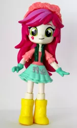 Size: 543x901 | Tagged: safe, artist:whatthehell!?, derpibooru import, roseluck, equestria girls, boots, clothes, doll, equestria girls minis, flower, gauntlet, irl, merchandise, photo, shoes, skirt, toy