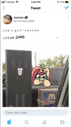 Size: 480x854 | Tagged: safe, artist:pabbley, derpibooru import, oc, oc:rosette fluff, unofficial characters only, pony, unicorn, britain, drive thru, female, irl, mare, mcdonald's, meme, meta, photo, ponies in real life, solo, twitter