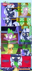 Size: 1919x4225 | Tagged: safe, artist:estories, derpibooru import, applejack, spike, oc, oc:silverlay, dragon, pony, unicorn, comic:a(pple)ffection, comic, female, magic, mare, twilight's castle