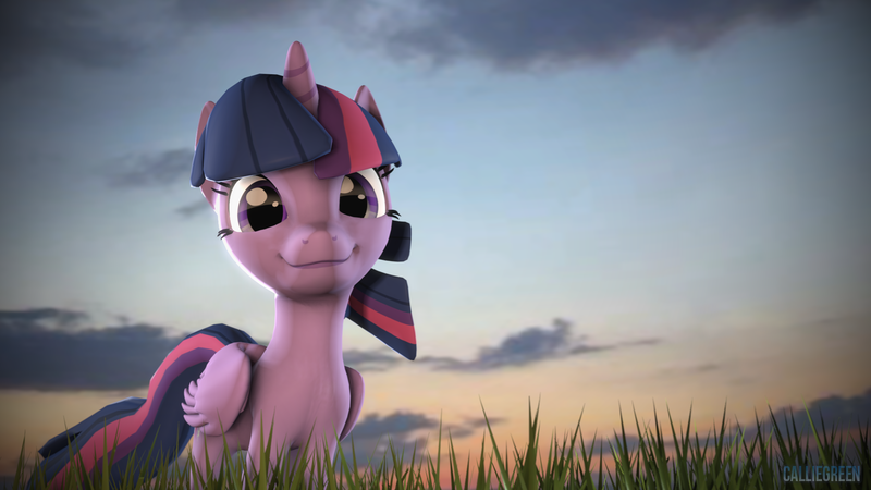 Size: 1920x1080 | Tagged: safe, artist:calliegreen, derpibooru import, twilight sparkle, twilight sparkle (alicorn), alicorn, pony, 3d, cute, smiling, solo, source filmmaker, twiabetes, twilight (astronomy)