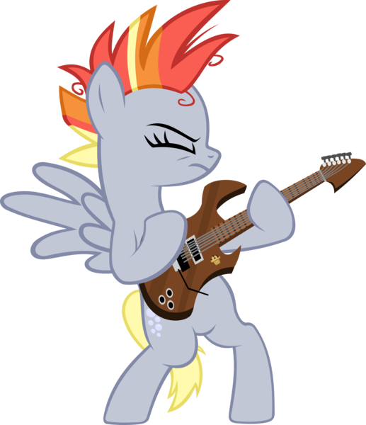 Size: 4211x4885 | Tagged: safe, artist:ironm17, derpibooru import, derpy hooves, pegasus, pony, it isn't the mane thing about you, absurd resolution, alternate hairstyle, bipedal, derpunk, electric guitar, eyes closed, guitar, guitarity, musical instrument, punk, simple background, solo, transparent background, vector