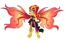 Size: 1280x853 | Tagged: safe, artist:wubcakeva, derpibooru import, sunset shimmer, equestria girls, sunset shimmer's time to shine, boots, clothes, female, hand on hip, high heel boots, shoes, simple background, smiling, solo, transparent background