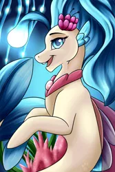 Size: 1024x1536 | Tagged: artist:crecious, derpibooru import, looking at you, my little pony: the movie, princess skystar, safe, seapony (g4), smiling, solo, underwater