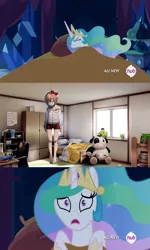 Size: 853x1425 | Tagged: bed, bedroom, celestia's nightmare, comic, death, derpibooru import, doki doki literature club, exploitable meme, grimdark, hanging, hanging (by neck), human, meme, princess celestia, sayori, spoiler:doki doki literature club, spoilers for another series, suicide