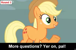 Size: 1024x672 | Tagged: applejack, caption, comic:celestia's servant interview, derpibooru import, interview, meta, safe