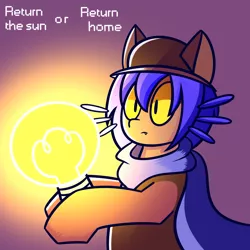 Size: 900x900 | Tagged: safe, artist:radek1212, derpibooru import, ponified, pony, spoiler:oneshot, choice, crossover, decision, game, glow, lightbulb, niko (oneshot), oneshot, solo, spoilers for another series