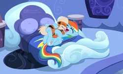 Size: 3724x2231 | Tagged: safe, artist:drpancakees, derpibooru import, rainbow dash, growlithe, affection, crossover, cute, kissing, licking, pokémon, tongue out
