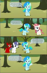 Size: 4551x7001 | Tagged: safe, artist:cyanlightning, derpibooru import, oc, oc:aureai, oc:chip, oc:cyan lightning, oc:star scraper, unofficial characters only, pegasus, pony, unicorn, comic:cyan's adventure, absurd resolution, colt, comic, eyes closed, female, filly, magic, male, night, one eye closed, open mouth, sweat