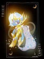 Size: 3161x4200 | Tagged: safe, artist:zidanemina, derpibooru import, trixie, pony, unicorn, absurd resolution, armor, cancer (horoscope), crossover, female, gold cloth, gold saint, helmet, mare, saint seiya, smiling, solo, zodiac