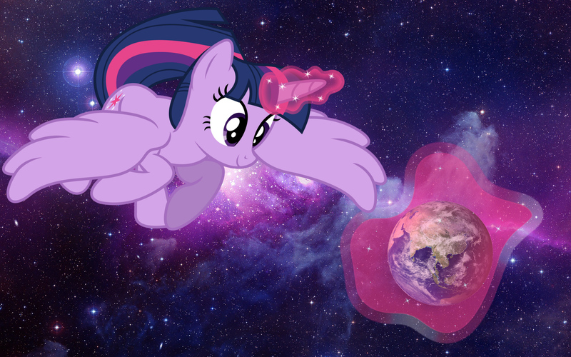 Size: 1920x1200 | Tagged: alicorn, derpibooru import, earth, macro, magic, megalight sparkle, pony bigger than a planet, safe, space, stars, twilight sparkle, twilight sparkle (alicorn)