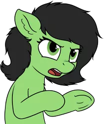 Size: 1829x2193 | Tagged: safe, artist:smoldix, derpibooru import, oc, oc:anonfilly, unofficial characters only, pony, ear fluff, female, filly, frog (hoof), meme, open mouth, simple background, solo, transparent background, underhoof, you dense motherfucker