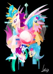 Size: 600x845 | Tagged: artist:ii-art, classical hippogriff, derpibooru import, duality, duo, female, hippogriff, mother and child, mother and daughter, my little pony: the movie, princess skystar, queen novo, safe, seapony (g4), smiling