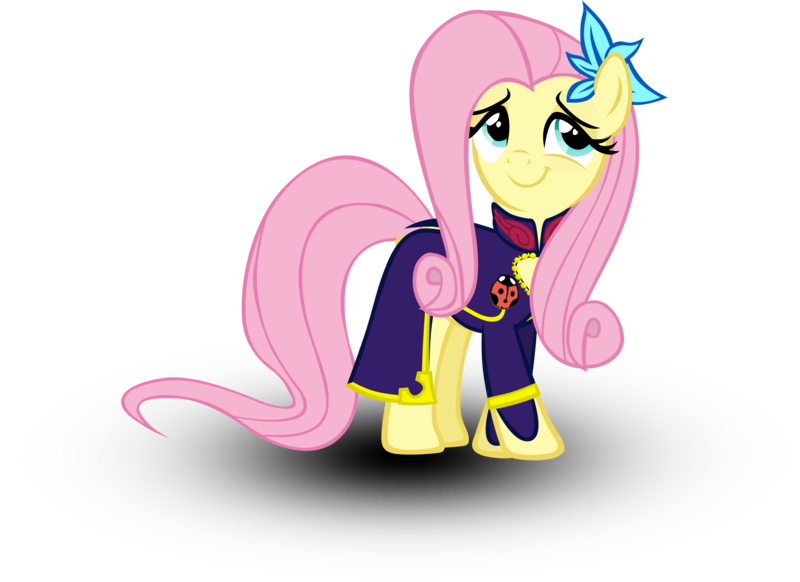 Size: 4126x3000 | Tagged: safe, artist:daku, derpibooru import, fluttershy, ponified, insect, ladybug, pegasus, pony, absurd resolution, clothes, crossover, female, flower, flower in hair, fluttergio, giorno giovanna, jojo's bizarre adventure, long mane, looking up, mare, simple background, smiling, solo, vector, vento aureo