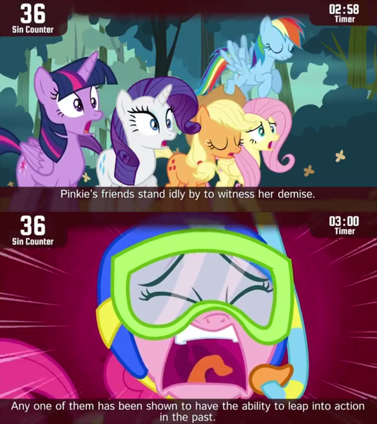 Size: 854x960 | Tagged: safe, derpibooru import, screencap, applejack, fluttershy, pinkie pie, rainbow dash, rarity, twilight sparkle, twilight sparkle (alicorn), alicorn, earth pony, pegasus, pony, unicorn, cinemare sins, maud pie (episode), eyes closed, female, mane six, mare, open mouth, screaming, standing