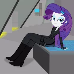 Size: 894x894 | Tagged: safe, artist:tabrony23, derpibooru import, rarity, equestria girls, bedroom eyes, black widow (marvel), boots, clothes, cosplay, costume, female, fingerless gloves, gloves, high heel boots, marvel, shoes, solo