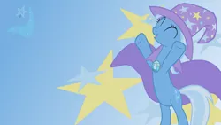 Size: 900x506 | Tagged: bipedal, cape, clothes, cutie mark, derpibooru import, edit, hat, safe, solo, trixie, trixie's cape, trixie's hat, wallpaper, wallpaper edit