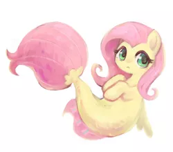 Size: 690x607 | Tagged: :<, artist:kei05, cute, derpibooru import, female, fluttershy, looking at you, my little pony: the movie, safe, seapony (g4), simple background, solo, white background