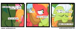 Size: 720x275 | Tagged: alzheimer's, amnesia, artist:asofterequestria, a softer world, big macintosh, comic, comic:a softer equestria, crying, derpibooru import, duo, feels, granny smith, knock knock joke, sad, safe, younger
