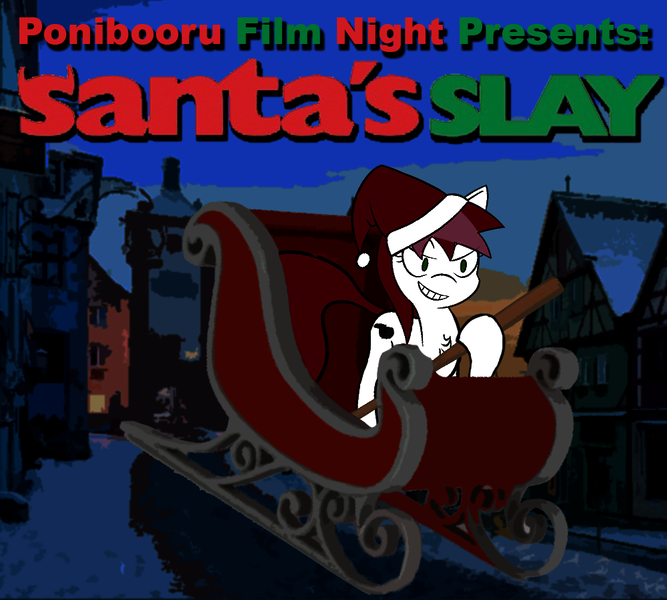 Size: 1000x900 | Tagged: artist:daisyhead, derpibooru import, oc, oc:flicker, ponibooru film night, safe, santa's slay, unofficial characters only