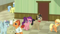 Size: 1280x720 | Tagged: safe, derpibooru import, screencap, applejack, doctor high fever, falling star (character), filthy rich, nurse coldheart, nurse snowheart, spoiled rich, earth pony, pegasus, pony, unicorn, where the apple lies, bandaged horn, broken horn, butt, female, hat, horn, iv bag, male, mare, nurse, plot, ponyville hospital, shipping, spoiled milk, spoilthy, spread wings, stallion, straight, teenage applejack, teenager, wings, younger