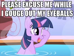 Size: 600x449 | Tagged: safe, derpibooru import, edit, edited screencap, screencap, twilight sparkle, unicorn, green isn't your color, cannot unsee, caption, eye scream, image macro, meme, reaction image, text, this will end in blindness, this will end in pain, unicorn twilight