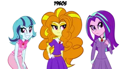 Size: 1024x569 | Tagged: safe, artist:wubcakeva, derpibooru import, adagio dazzle, aria blaze, sonata dusk, equestria girls, 60's fashion, 60s, alternate hairstyle, clothes, gloves, simple background, the dazzlings, transparent background