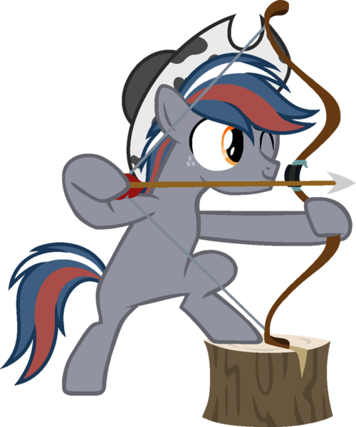 Size: 1024x1230 | Tagged: safe, artist:pegasski, derpibooru import, oc, oc:southern stars, unofficial characters only, earth pony, pony, archery, arrow, bow (weapon), bow and arrow, cowboy hat, hat, male, simple background, smiling, solo, stallion, stetson, transparent background, weapon