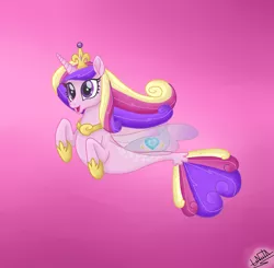 Size: 1380x1350 | Tagged: artist:liniitadash23, crown, derpibooru import, female, fin wings, jewelry, movie accurate, my little pony: the movie, princess cadance, regalia, safe, seaponified, seapony cadance, seapony (g4), smiling, solo, species swap, wings