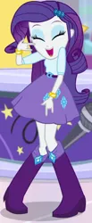Size: 212x517 | Tagged: safe, derpibooru import, screencap, rarity, dance magic, equestria girls, spoiler:eqg specials, boots, clothes, cropped, cute, devil horn (gesture), eyes closed, female, raribetes, shirt, shoes, skirt, solo
