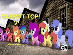 Size: 768x576 | Tagged: applejack, carrot top, derpibooru import, expy, golden harvest, mad magazine, mad (tv series), mind blown, my little war horse, pinkie pie, pony cameo, pony reference, rainbow dash, recolor, safe, war horse