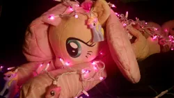 Size: 4320x2432 | Tagged: artist:neysanight, christmas, christmas lights, derpibooru import, derpy hooves, doctor whooves, fluttershy, holiday, i'd like to be a tree, irl, photo, plushie, safe, time turner