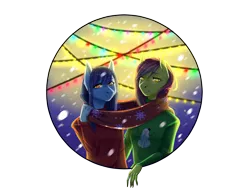 Size: 2480x1860 | Tagged: anthro, artist:maria-fly, clothes, derpibooru import, hearth's warming eve, oc, oc:artline, oc:cosmia nebula, safe, scarf, unofficial characters only
