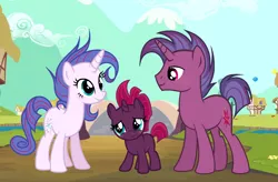 Size: 1740x1138 | Tagged: safe, artist:velveagicsentryyt, derpibooru import, fizzlepop berrytwist, tempest shadow, oc, oc:aurora (tempest's mother), oc:transparent (tempest's father), pony, unicorn, my little pony: the movie, base used, cute, family, father and child, father and daughter, female, filly, filly tempest shadow, male, mare, mother and child, mother and daughter, parent, previous generation, stallion, tempest's parents, tempestbetes, younger