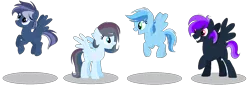 Size: 1697x579 | Tagged: safe, artist:marielle5breda, derpibooru import, oc, unofficial characters only, pegasus, pony, female, male, mare, offspring, parent:rainbow dash, parent:soarin', parents:soarindash, stallion