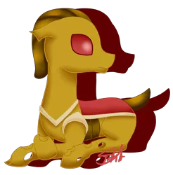 Size: 1430x1451 | Tagged: artist:spokenmind93, changeling, derpibooru import, oc, pokémon, poképony, ponymon, prone, safe, shuckle, simple background, solo, transparent background, unofficial characters only, yellow changeling