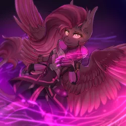 Size: 2500x2500 | Tagged: artist:nightskrill, clothes, crossover, derpibooru import, hybrid, oc, oc:shadowgale, original species, overwatch, safe, sombra (overwatch), unofficial characters only, wings