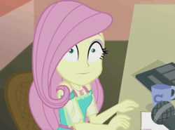 Size: 484x358 | Tagged: safe, derpibooru import, screencap, fluttershy, equestria girls, equestria girls series, fluttershy's butterflies, animated, clothes, cute, fluttershy's butterflies: rainbow dash, geode of fauna, magical geodes, nope, reaction image, shyabetes