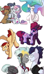 Size: 3000x5000 | Tagged: safe, artist:heyerika, derpibooru import, button mash, fizzlepop berrytwist, flash magnus, princess celestia, rumble, soarin', sweetie belle, tempest shadow, thunderlane, twilight sparkle, twilight sparkle (alicorn), alicorn, pony, my little pony: the movie, backbend, bisexual, crying, eyes closed, female, gay, grumpy, kiss on the cheek, kiss sandwich, kissing, laughing, lesbian, looking at each other, male, marriage, ot3, polyamory, ponies riding ponies, riding, rumbelle, rumbellemash, rumblemash, shipping, smiling, smirk, soarilane, straight, sweetiemash, tempestlight, unshorn fetlocks, wedding