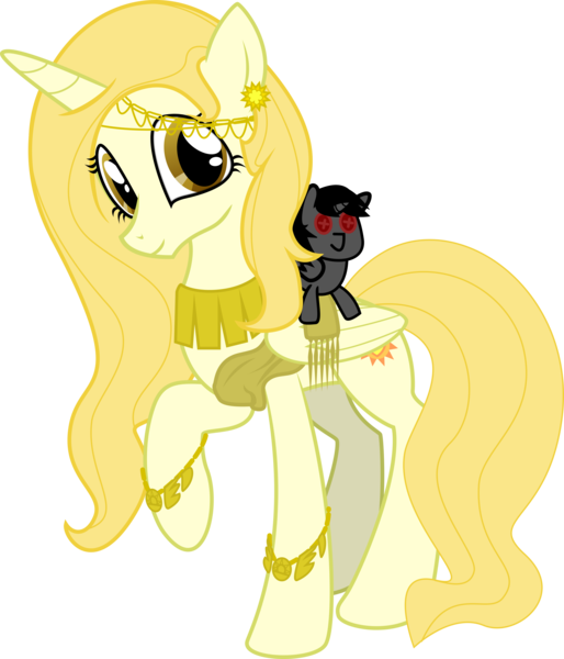 Size: 2600x3036 | Tagged: alicorn, alicorn oc, artist:eagle1division, clothes, derpibooru import, female, gold, horn, jewelry, looking at you, mare, oc, oc:sunny's heart, oc:swift bolt, plushie, safe, sash, simple background, solo, toga, transparent background, unofficial characters only, vector, wings