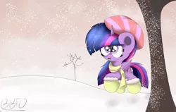 Size: 4108x2611 | Tagged: alicorn, artist:bronybehindthedoor, boots, clothes, derpibooru import, safe, scarf, shoes, snow, snowfall, solo, twilight sparkle, twilight sparkle (alicorn), winter