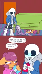 Size: 2600x4524 | Tagged: anthro, artist:synnibear03, comic, comic:ponytale, derpibooru import, female, male, oc, oc:ponytale scootaloo, safe, sans (undertale), scootaloo, scootasans, shipping, straight, undertale