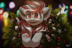 Size: 1309x879 | Tagged: safe, artist:amishy, derpibooru import, oc, oc:toko yakkai, unofficial characters only, pegasus, pony, bauble, candy, candy cane, commission, cute, food, gingerbread (food), gingerbread man, male, ornament, solo, tokobetes, ych result
