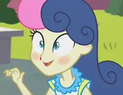 Size: 800x618 | Tagged: semi-grimdark, derpibooru import, edit, edited screencap, screencap, bon bon, sweetie drops, all's fair in love and friendship games, equestria girls, friendship games, blood, blushing, nosebleed, solo