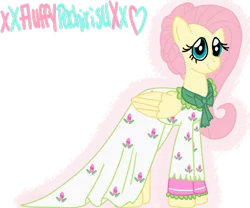 Size: 1024x853 | Tagged: safe, artist:xxfluffypachirisuxx, derpibooru import, flutterholly, fluttershy, pony, a hearth's warming tail, clothes, dress, simple background, solo, transparent background
