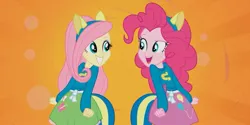 Size: 1037x517 | Tagged: safe, derpibooru import, screencap, fluttershy, pinkie pie, equestria girls, equestria girls (movie), helping twilight win the crown, wondercolts, wondercolts uniform