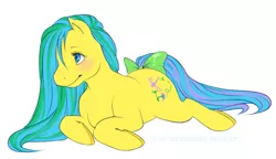 Size: 1113x641 | Tagged: safe, artist:suzanami, derpibooru import, meadowbrook (g3), pony, bow, g3, solo, tail bow