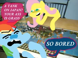 Size: 540x405 | Tagged: safe, artist:devi, derpibooru import, fluttershy, rainbow dash, pony, axis & allies, board game, irl, photo, ponies in real life