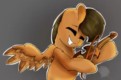 Size: 768x507 | Tagged: safe, artist:spectraart, derpibooru import, oc, oc:paper study, unofficial characters only, pegasus, pony, bow (instrument), musical instrument, violin, violin bow, wings